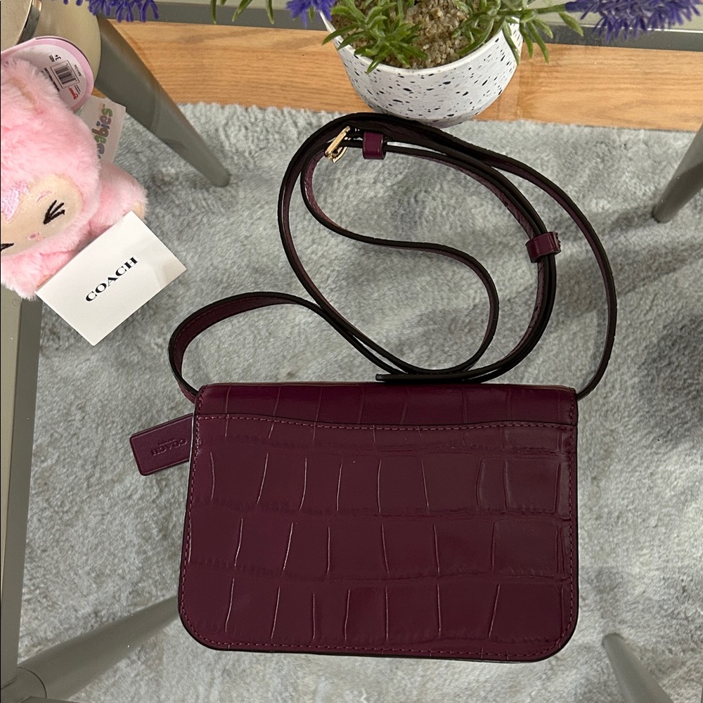 Coach Plum Croc-Embossed Crossbody Bag - Picture 2 of 12